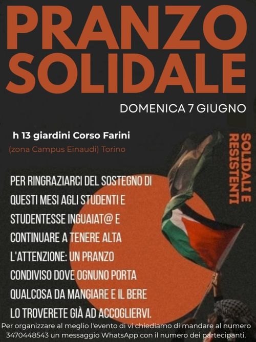 Pranzo conviviale solidali con gli studenti e studentesse inguaiat@