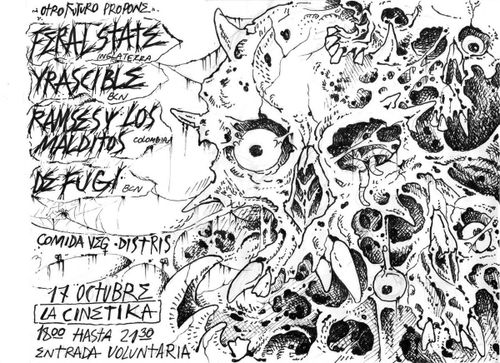 Concert a la Cinetika! Sala 1 + Un altre Futur amb les bandes Feral State, Ramses, Els maleïts de Colòmbia, Yrascible i Defugi