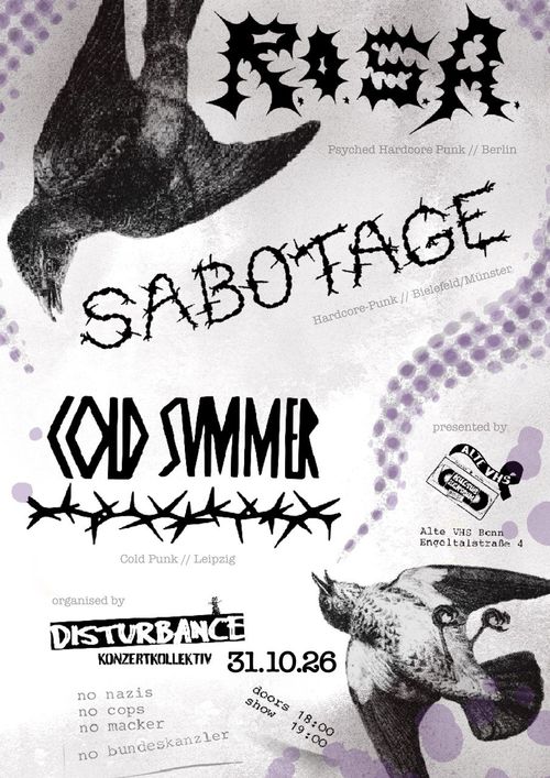 Disturbance Kollektiv presents: SABOTAGE, COLD SUMMER & R.O.S.A.