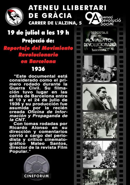 cineforum: "Reportaje del movimiento revolucionario en Barcelona" (1936) dir .Mateo  Santos