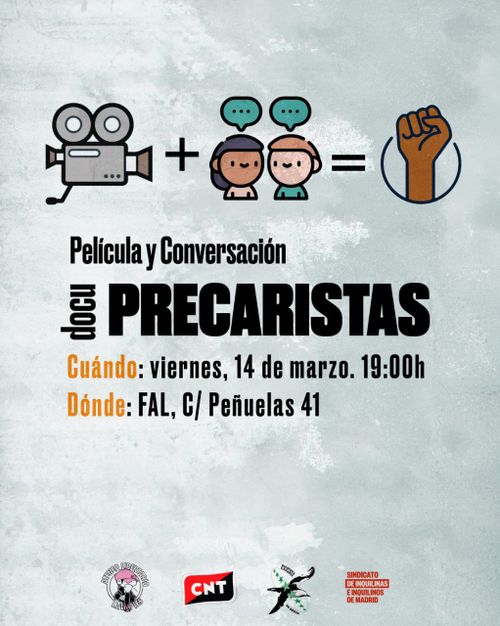 Proyección del documental 'Precaristas' y coloquio posterior