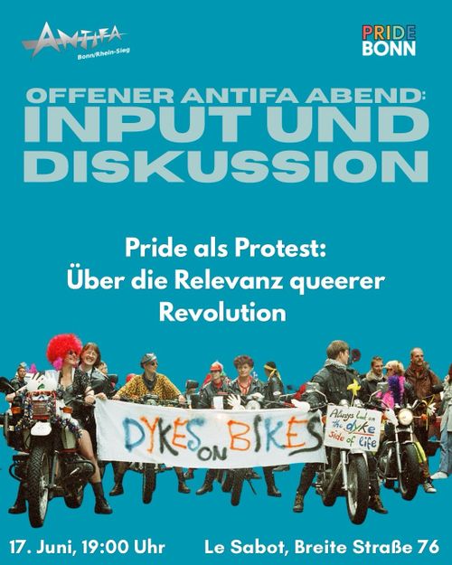 Offener Antifa Abend: Pride als Protest: über die Relevanz queerer Revolution 