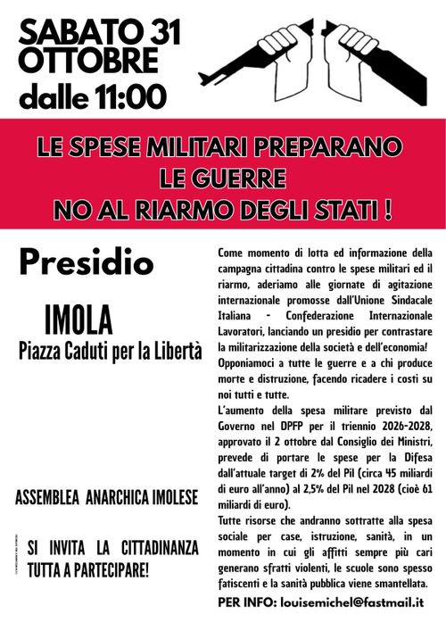 Presidio antimilitarista PIAZZA CADUTI PER LA LIBERTA' - IMOLA
