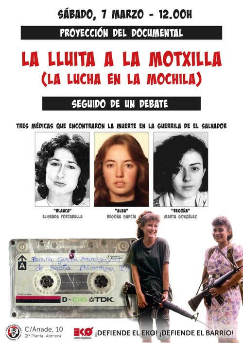 Proyección del documental «La lluita a la motxilla» (La lucha en la mochila)