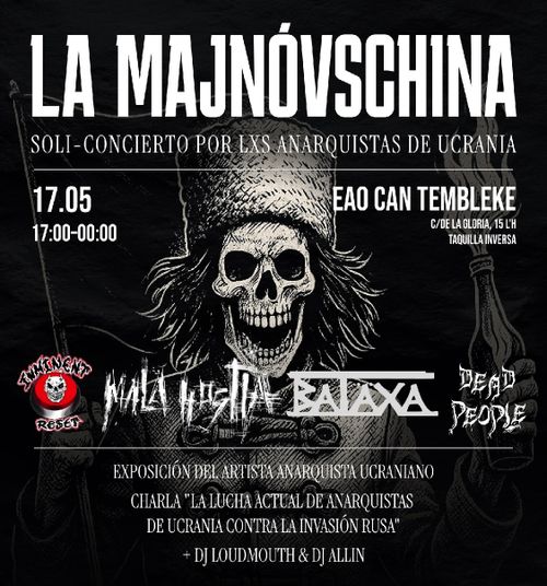 Charla "La lucha actual de anarquistas de Ucrania contra la invasión rusa + concierto + exposición