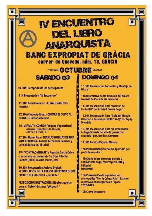 ⛈️​ IV Trovada del llibre Anarquista      ⛈️​ 4º Encuentro del libro Anarquista