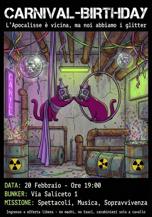 🦄 Carnival-birthday per gatti viola: l'Apocalisse è vicina, ma noi abbiamo i glitter ✨