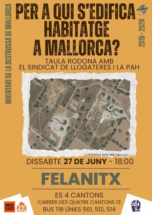 Cartell de la taula rodona, per a qui s'edifica habitatge a Mallorca?