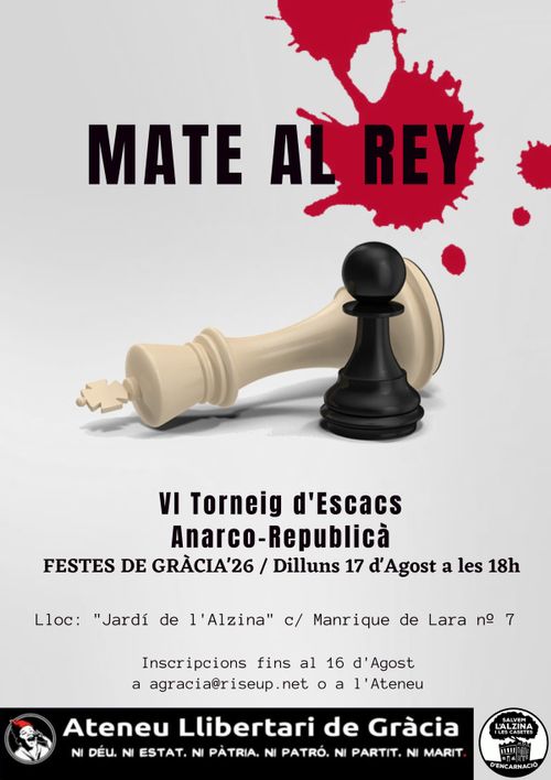Inscripcions VI torneig d'escacs ♟️MATE AL REY