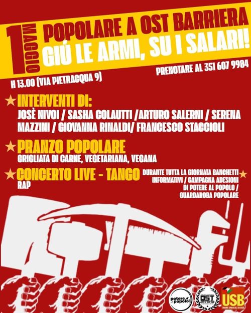 1 MAGGIO POPOLARE, OST BARRIERA, GIU LE ARMI SU I SALARI