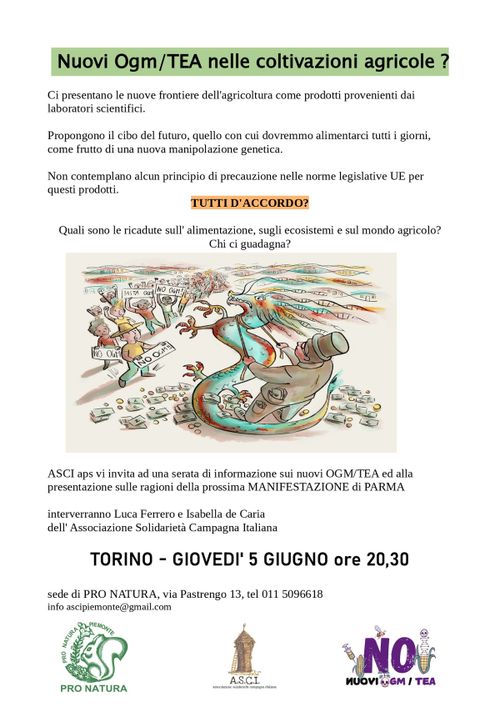 Nuovi OGM/TEA nelle coltivazioni agricole ?