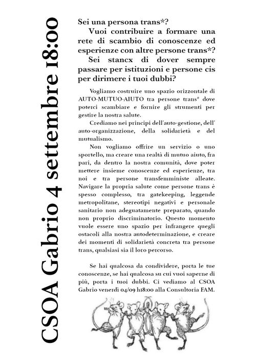 INCONTRO DI MUTUO AIUTO TRANS*
