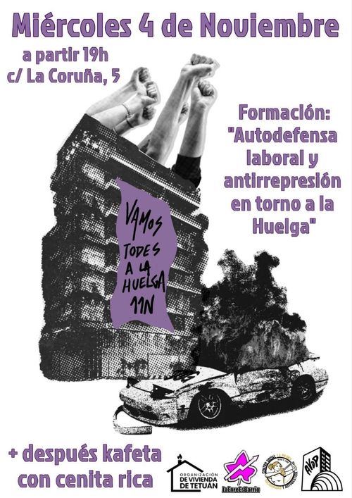 Formación sobre Autodefensa laboral y antirrepresión en torno a la huelga.