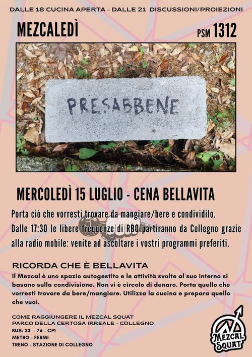 CENA BELLAVITA E RADIO MOBILE AL MEZCAL SUAT