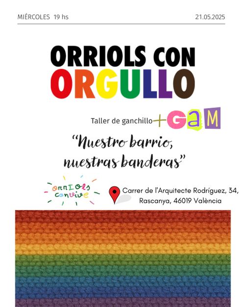 Taller de ganchillo + GAM LGTBIQ+ Orriols con Orgullo