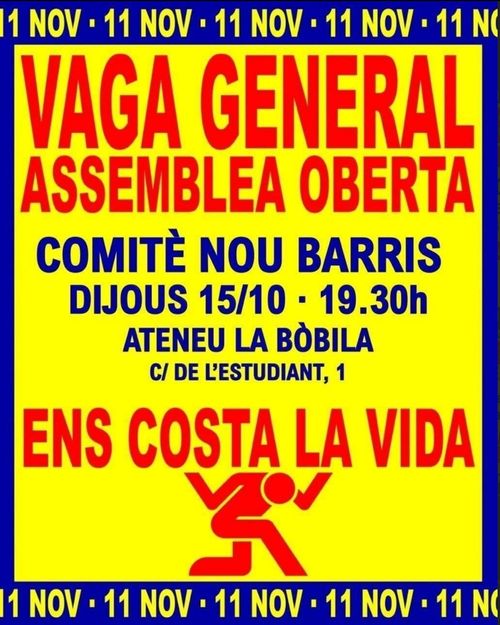 Assemblea oberta per la vaga general a Nou Barris