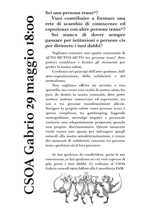 INCONTRO DI MUTUO AIUTO TRANS*