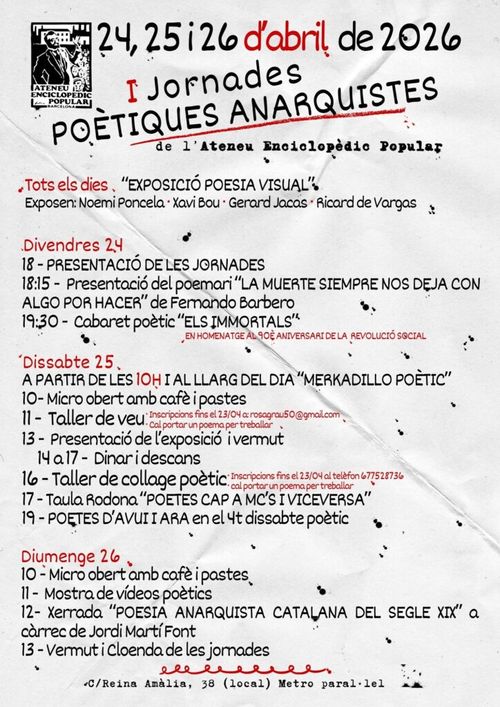 Primeres Jornades Poètiques Anarquistes de l’Ateneu Enciclopèdic Popular