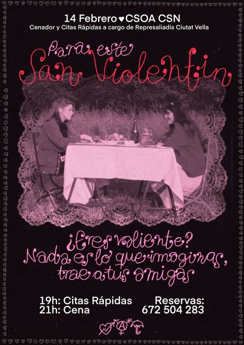 CENADOR Y CITAS RAPIDAS EL 14 DE FEBREO EN EL CSN a cargo de Represaliadis Ciutat Vella