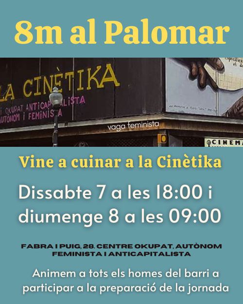 Enguany tornem a cuinar pel 8M a La CinètikaEnguany tornem a cuinar pel 8M!