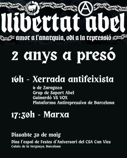 Marxa Llibertat Abel, 2 anys a presó