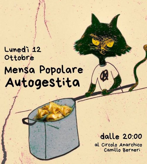 CENA AUTOFINANZIAMENTO CIRCOLO ANARCHICO BERNERI dalle ore 20