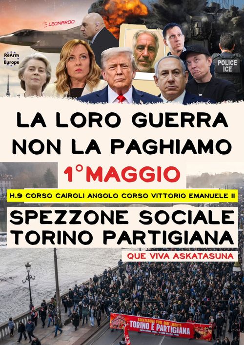 Primo Maggio a Torino: La loro guerra non la paghiamo!