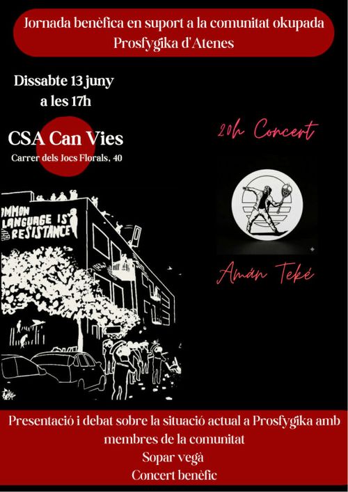 Jornada benèfica per la comunitat okupada d'Atenes (xerrada, sopador i concert) 