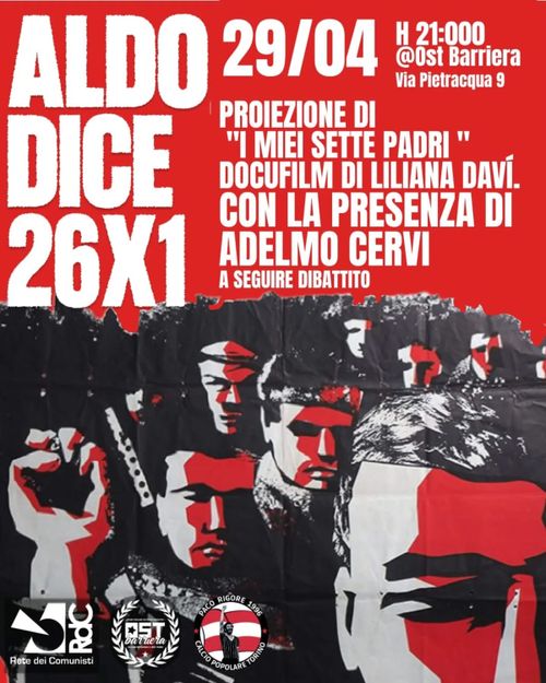 Proiezione del film "I miei sette padri" di Liliana Daví sulla storia dei Fratelli Cervi attraverso lo sguardo di Adelmo Cervi.