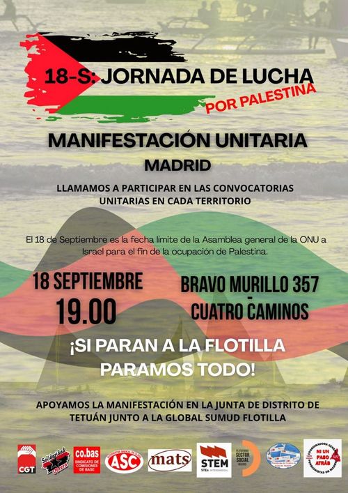 Manifestación unitaria por Palestina: si paran la flotilla paramos todo