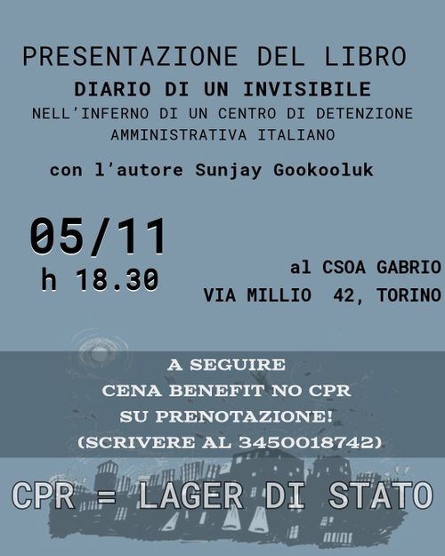 Presentazione del libro "Diario di un invisibile. Nell'inferno di un centro di detenzione amministrativa italiano"