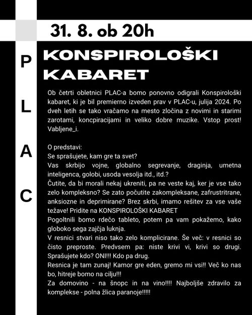 PLAC praznuje: Konspirološki kabaret
