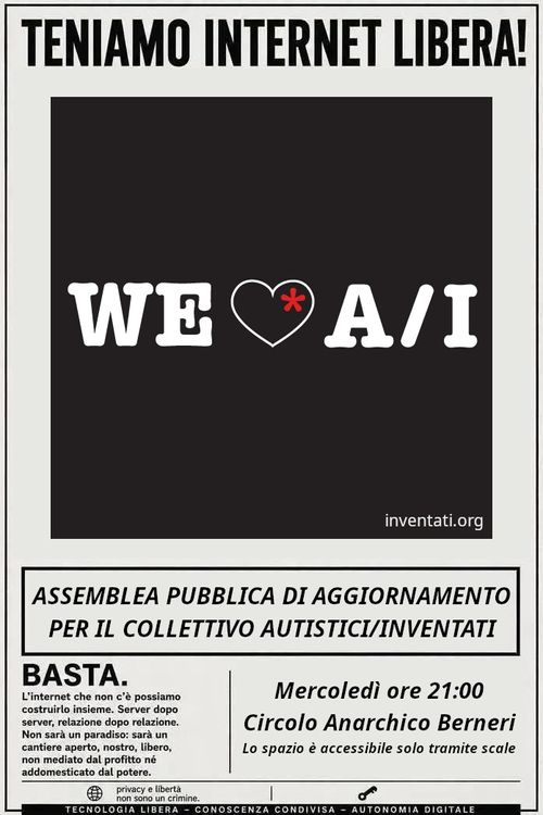 Assemblea pubblica di aggiornamento per Autistici/Inventati