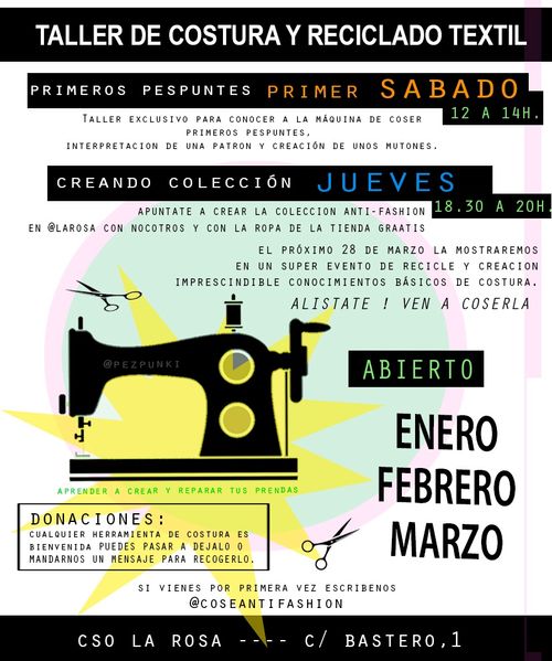 Taller de costura reciclaje textil