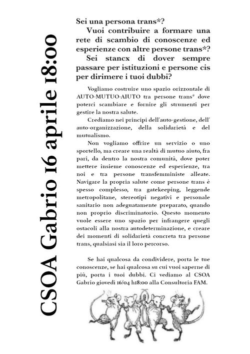 INCONTRO DI MUTUO AIUTO TRANS*