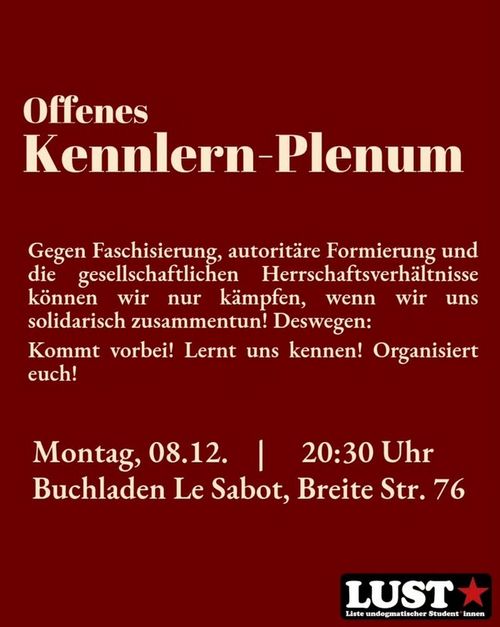 LUST Kennenlern Plenum