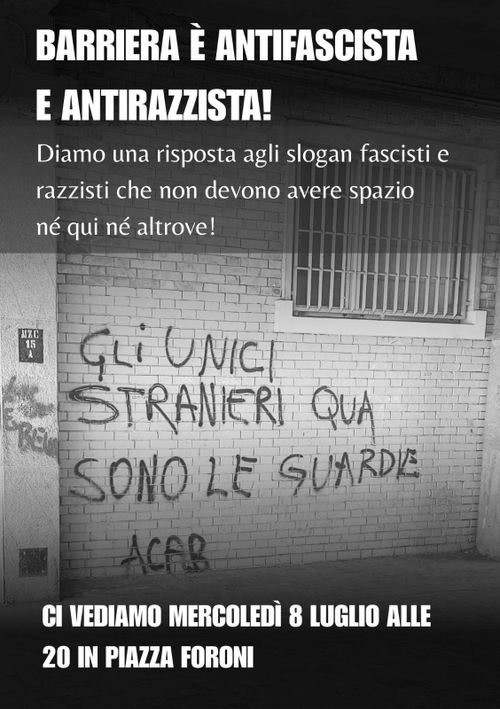 Barriera è antirazzista e antifascista